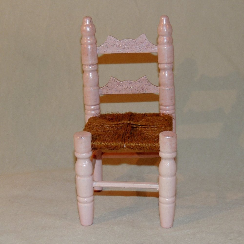 Miniature 8" Pink Wooden Doll Chair